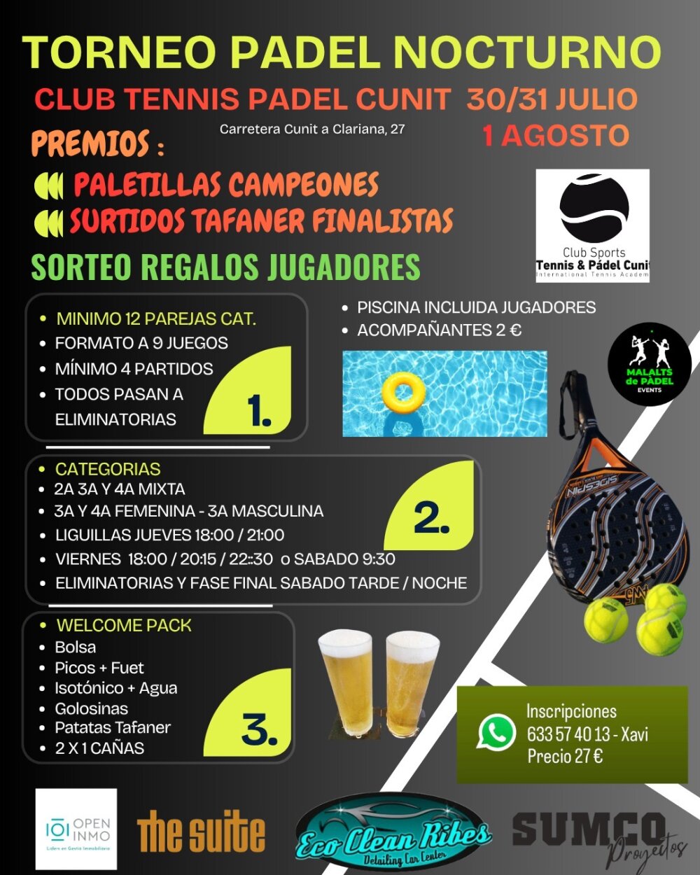 TORNEO PÁDEL NOCTURNO CUNIT 30-31 JULIO 1 de AGOSTO